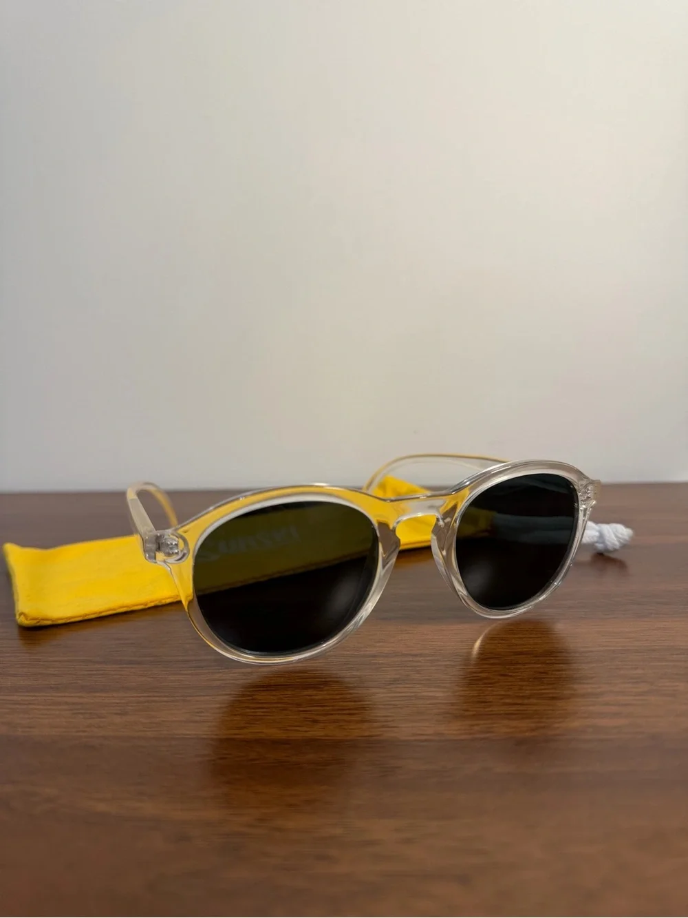 Sunski Clear Round Frame Sunglasses with Black Lenses